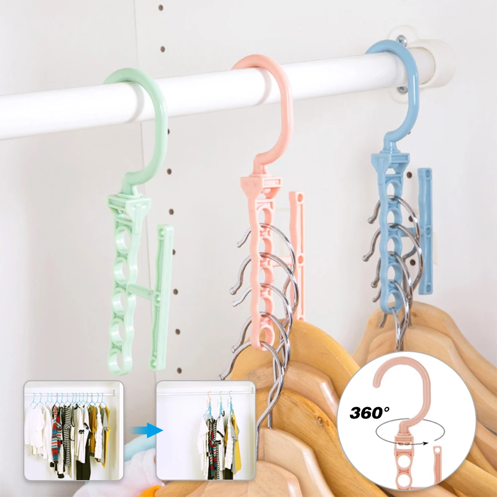 

Plastic 5 Circle Multilayer Windproof Clothes Hanger Organizer Fixed Holder Storage Racks Buckle Hanger Anti-Slip Home Hanger