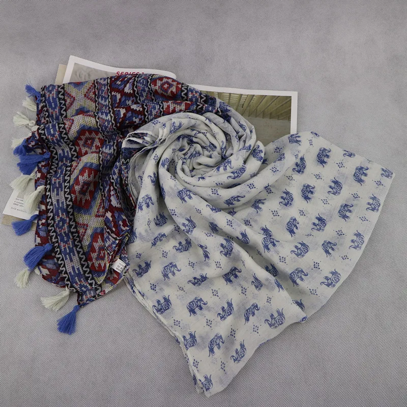 Новое поступление печати хлопка, вискозы и шарф Высокое качество шаблон шали Для женщин Мода Ленточки длинный шарф
