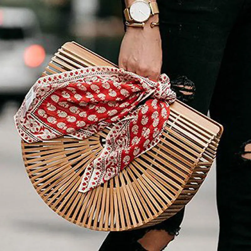 2018 Newest Fashion Bohemian women bamboo bags ladies Half Moon top-handle handbag summer beach bag lovevook women handbags bamboo top handle summer hollow beach bag female casual tote bags ladies half moon handbag natural 2018