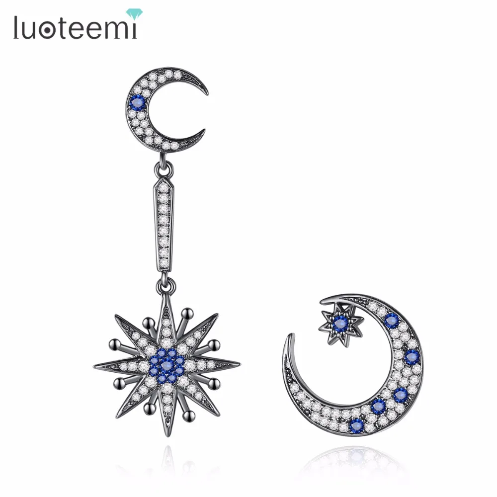 Luoteemi новое поступление черный тон луна и звезды Асимметричная AAA кубического