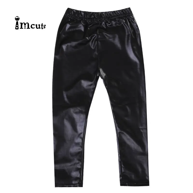 

2019 New Hot Sale Toddler Girls Baby Stretchy PU Leather Pants Kids Warm Skinny Leggings Black