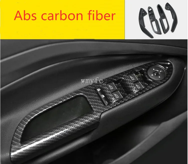 

For Ford Kuga Escape 2017 -2019 4pcs/lot ABS carbon fiber Style Interior Door handle decoration cover trim frame car accessories