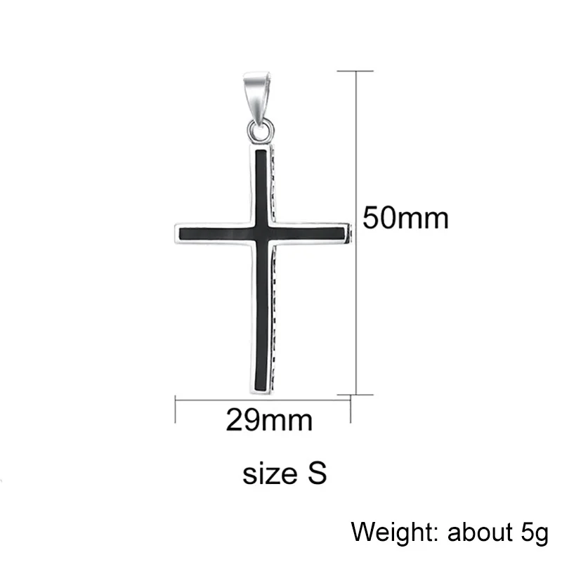 V. YA панк 925 пробы Подвески Серебряный крест для мужчин и женщин Иисуса Христа подвеска в форме черного Креста серебряные ювелирные изделия - Окраска металла: Size S - no chain