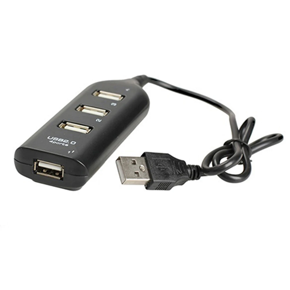 Черный USB 2,0 Hi-Скорость 4-Порты и разъёмы разветвитель адаптер для ПК компьютер многофункциональная USB 2,0 Hi-Скорость 4-Порты и разъёмы разветвитель