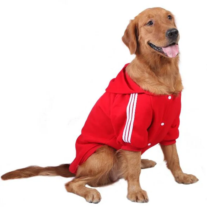 Golden Retriever Samoyed Dog Clothe Pets Coats Black Red Soft Cotton Big Dog Clothes Two Feet Hoodie Coat Jacket Sportswear3