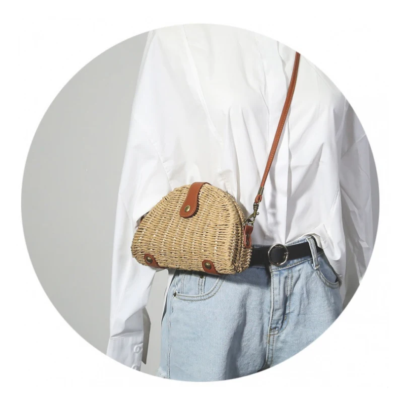 Soomile соломы один сумка женская наклонной мешок леди Винтаж Crossbody ручной Kintted Сумки