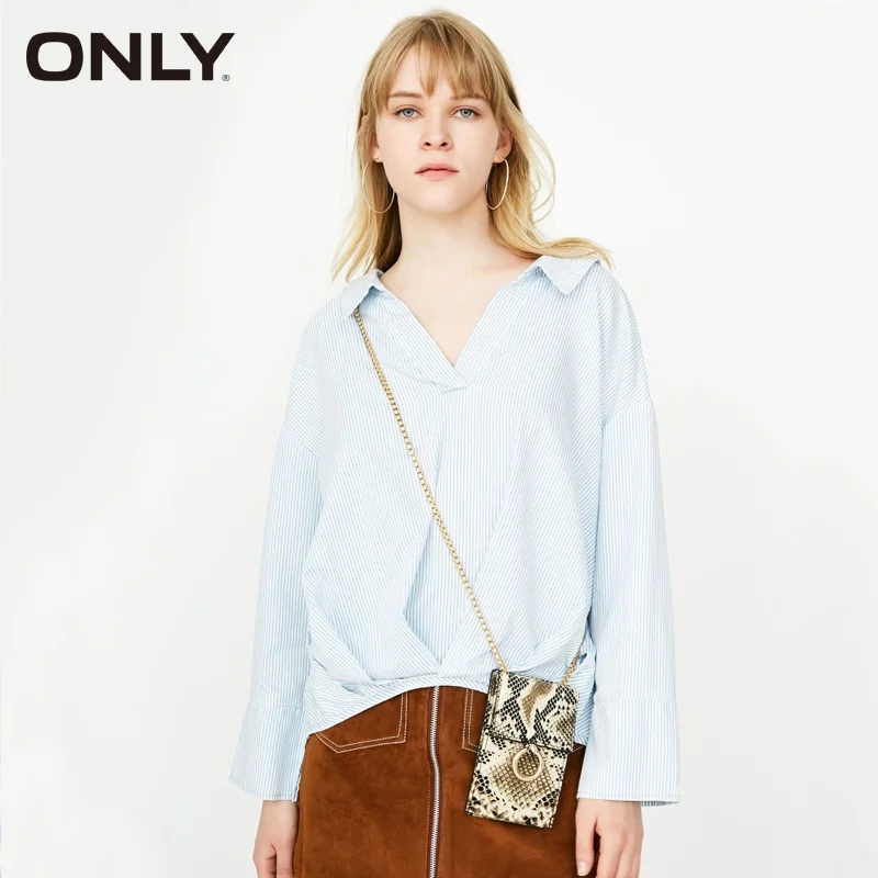 

ONLY 2019 Women's Spring & Summer Pure Color V Neckline Back Cut-outs Long-sleeved Shirt |118162502