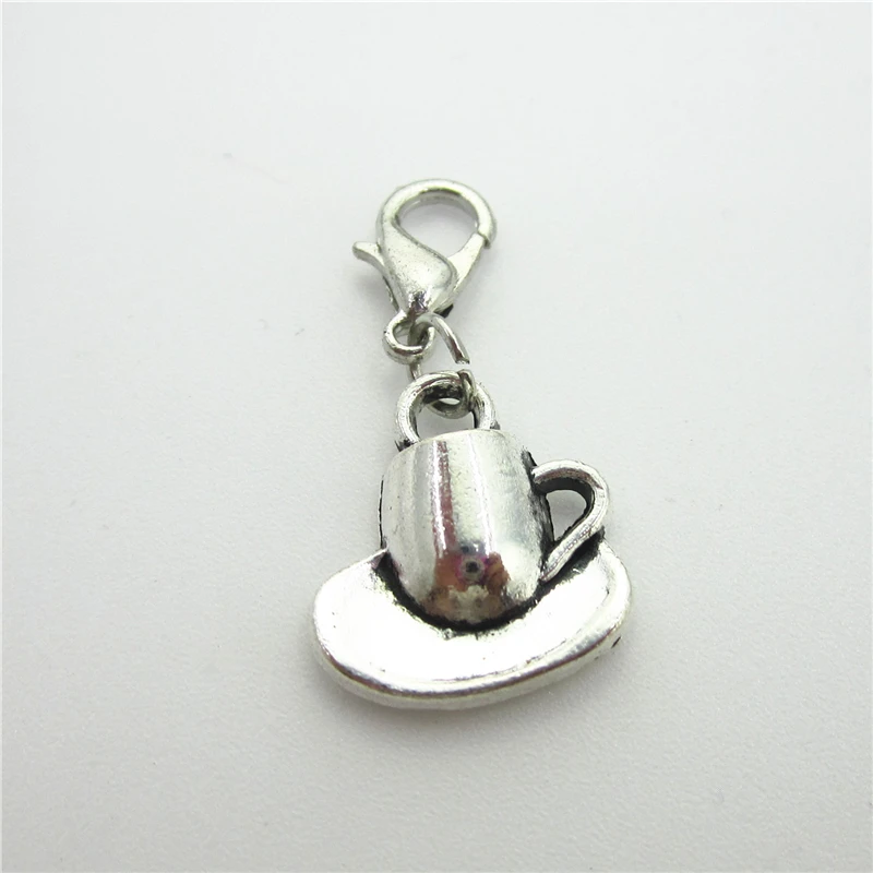 

50pcs Coffee Cup Charms dangle charms hanging lobster clasp charm Macroporous beads charms Diy jewelry accessories