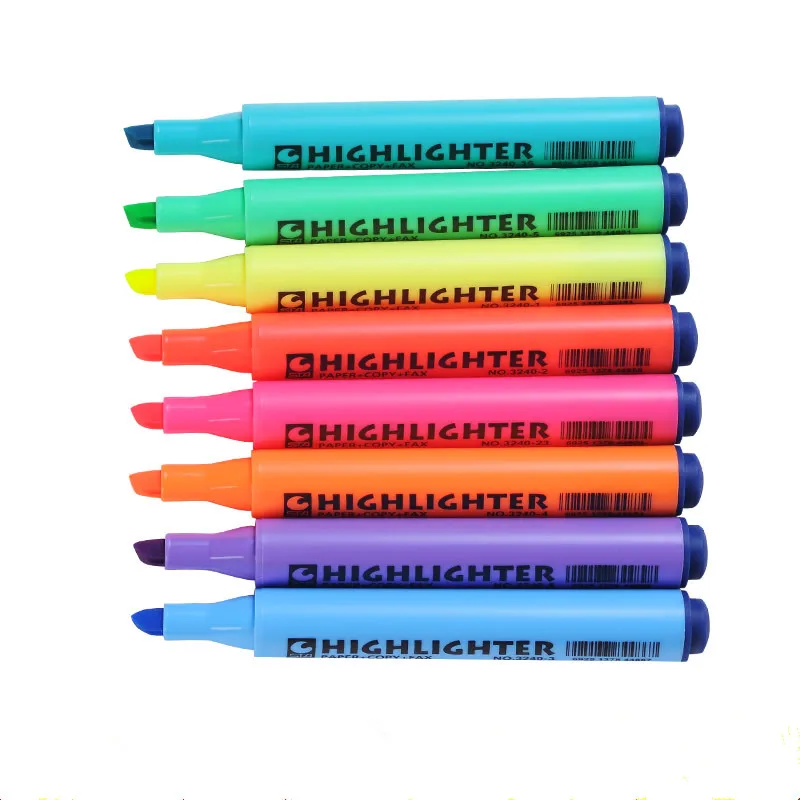 STA Premium 8 Colors Triangular Barrel Fluorescent Highlighter Pens