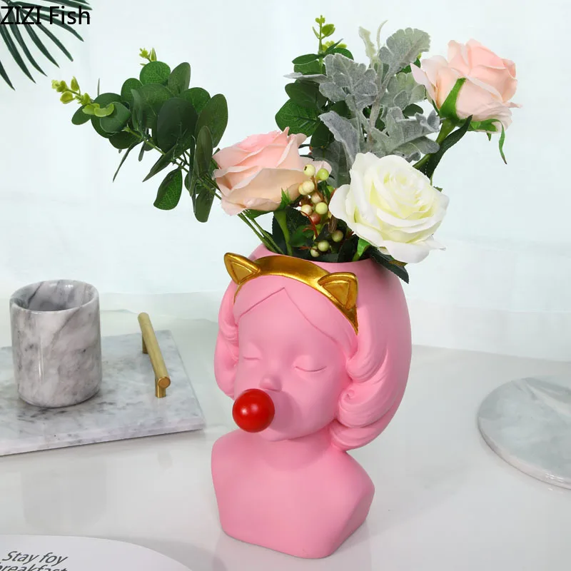Креативный стиль Смола ваза Скульптура Портрет ваза цветочный горшок Ремесла настольные вазы предмет интерьера, украшение