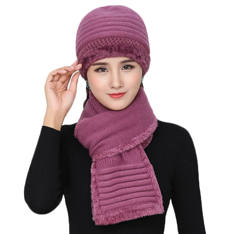 Женская зимняя шапка и шарф из кроличьего меха|hat scarf set|scarf sethat |