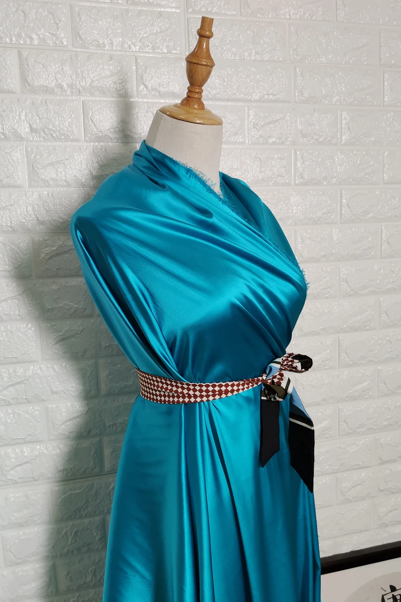 19 мм стрейч шелк атлас простая Модная элегантная ткань дизайн одежды ткань