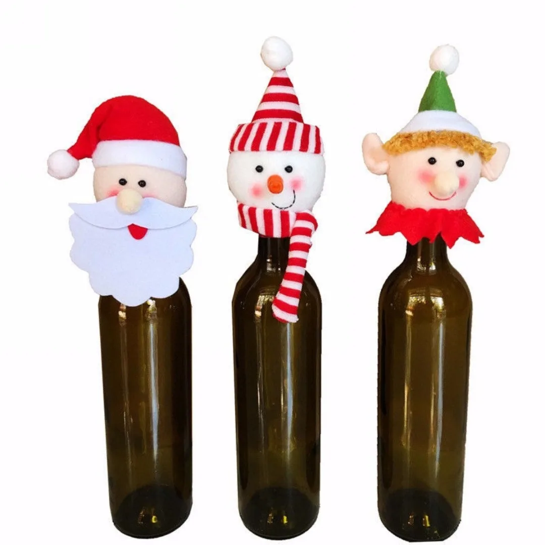 1PC Xmas Red Wine Bottle Cover Bags Hug Dolls Santa Claus Snowman Elf Dinner Table Decoration Home Christmas Party Decor