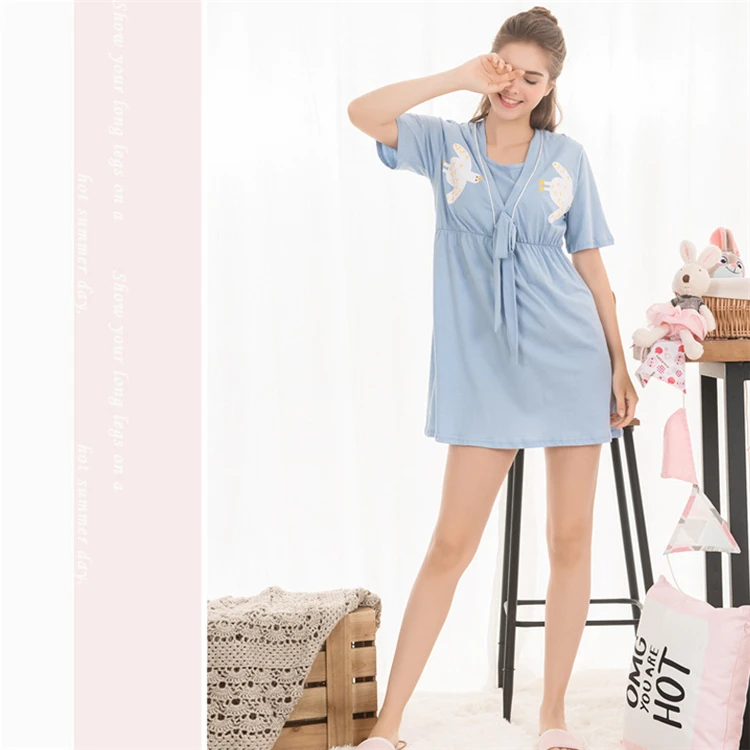 2018 Short Sleeve Dress Maternity Nursing Pajama for Pregnant Women Pajamas Breastfeeding Nightgowns for Nursing Mother clothes (20)