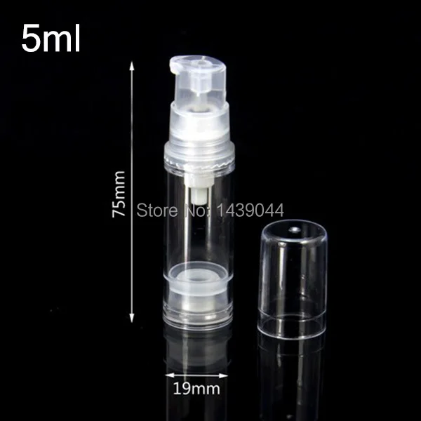 50 шт./лот) 5 мл безвоздушная бутылка пустая Pump бутылка насоса 0,4 унций Вакуумная бутылка с насосом для лосьона
