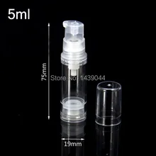 50 шт./лот) 5 мл безвоздушная бутылка пустая Pump бутылка насоса 0,4 унций Вакуумная бутылка с насосом для лосьона