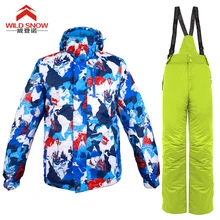 

Wild snow 2017 new style Ski suit set men's jacket and pants ski suit male windproof waterproof men's winter