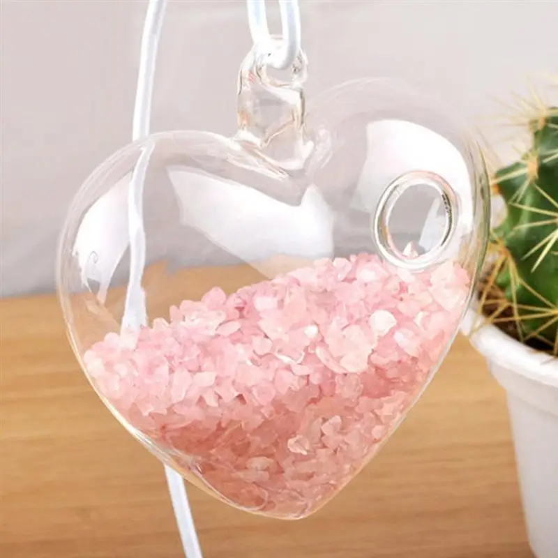 

Heart Shape Hanging Glass Bauble Plant Flower Vase Decoration