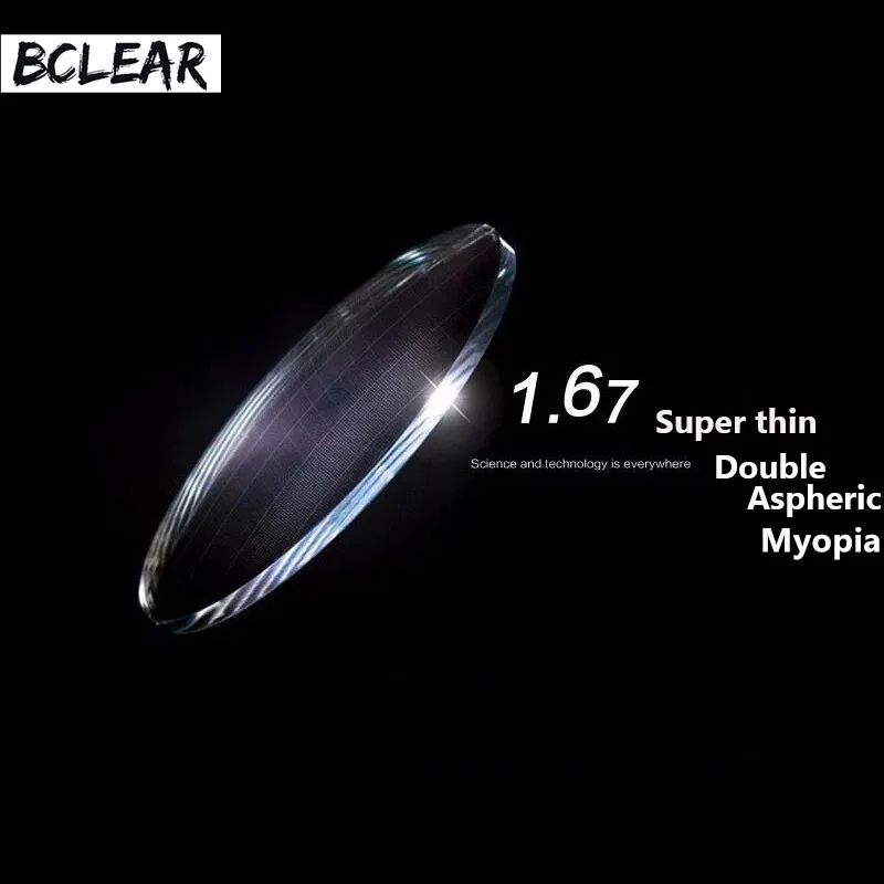 BCLEAR 1.67 Double Aspheric Index Indeks Super Tipis Optik Nipis Optik untuk Kacamata Myopia South Korea Optical Lens