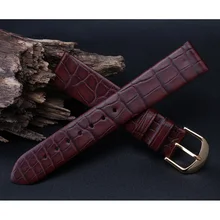 Мужские и женские часы ремешок 18 мм 20 мм черный коричневый ультратонкие из натуральной крокодиловой кожи ремешок для часов золотая застежка пряжка