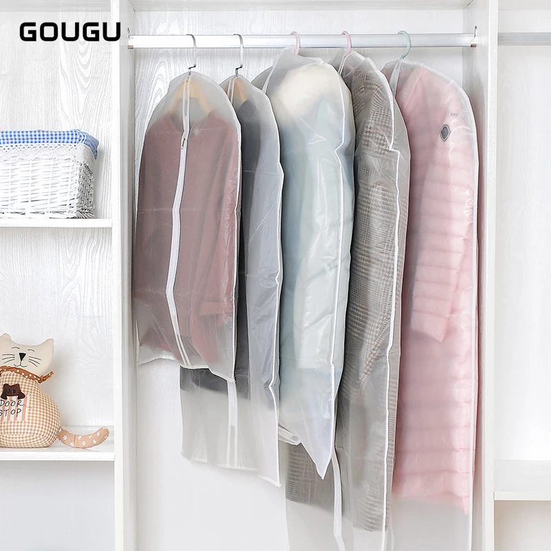 GOUGU أحدث دعوى معطف رشاقته غطاء غبار قابل للغسل شفافة خزانة حقيبة التخزين شنقا الملابس الغبار يغطي للقماش