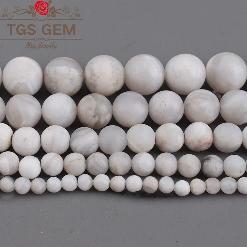 

Natural Stone Beads Matte Frost White Crazy Lace Agates Round Loose Beads For Diy Necklace Jewelry Bracelet Making 4 6 8 10 12MM