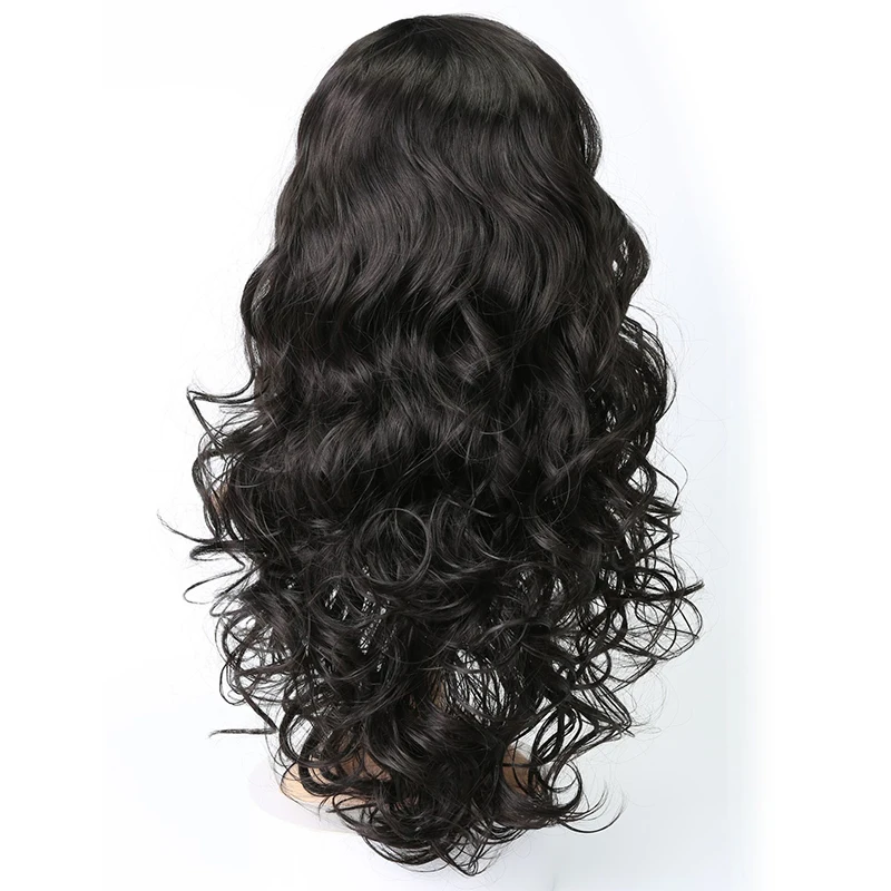 Feibin полный голова синтетические парики для черных женщин длинные Природные Волны Высокая температура волокна волос