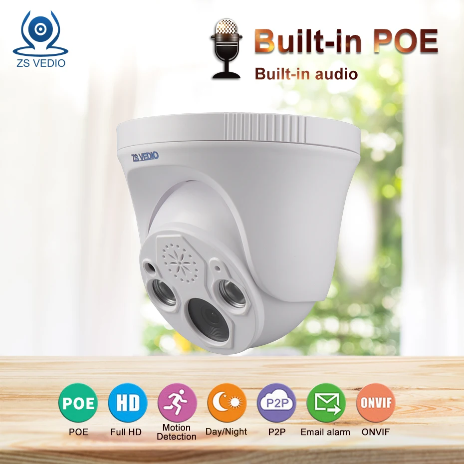 

ZSVEDIO WIFI 1080P 2.0MP IP Camera H.265 Two-way audio SD Card Slot CCTV Camera Onvif 2.1 CamHi