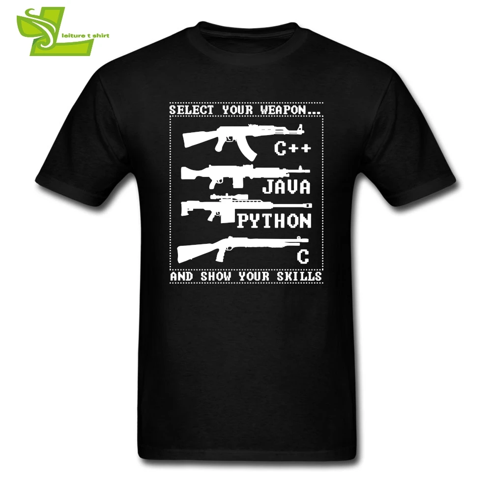 

Tee Shirt Programmer Programmeur Tops for Men Programmation Select Your Weapon T Shirt Men Round Neck Short Sleeve Casual