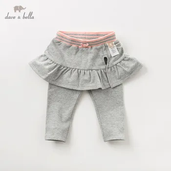 

DBQ11115 dave bella autumn baby girls fashion pants children full length kids ruched culottes infant toddler solid trousers