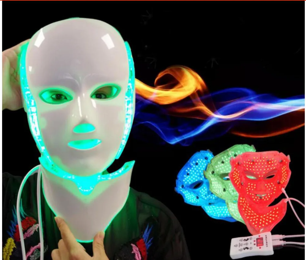7 Color LED Facial Neck Mask Anti Wrinkle Device Acne Removal Beauty