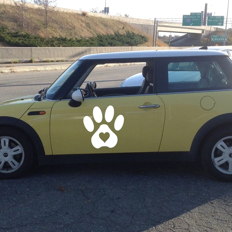 

58cm x 58cm 2 x Pet Paw Print With Heart Dog Cat (one For Each Side) Car Sticker For Truck Window Door Side Vinyl Decal 8 Colors