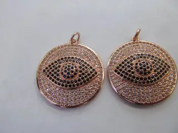 

2sets Handmade Eyes Micro Crystal Pave Diamond Pendant gunmetal Jewelry Focal Triangle Round Disc Evil Marquise Jewelry beads 18