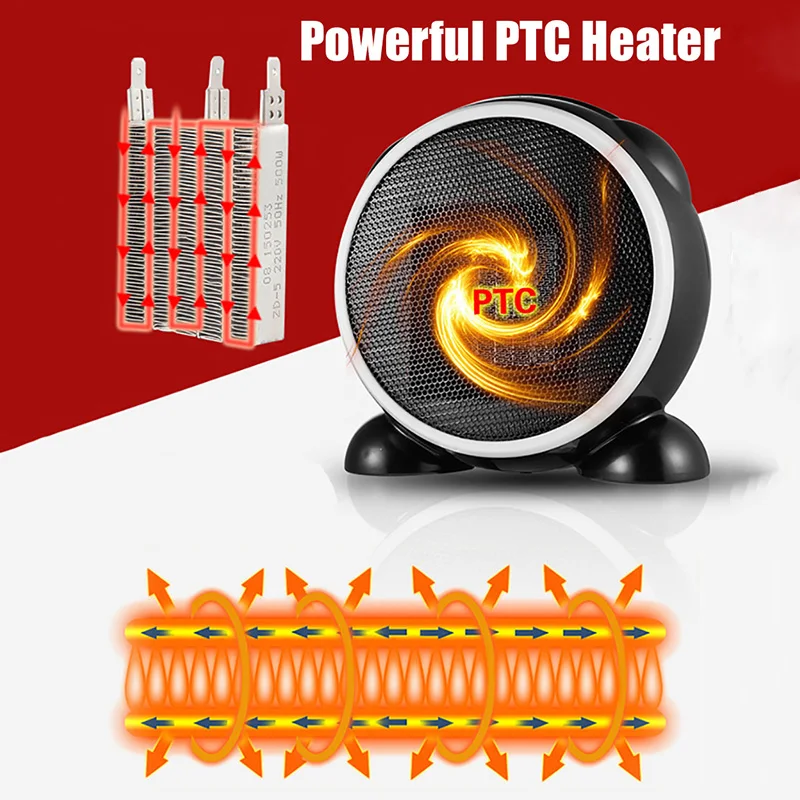 

2019 Mini Electric Table Fan Heater Fast PTC Air Warmer Portable Small ptc Ceramic Fan Space Heater Electric Warm Air Blower