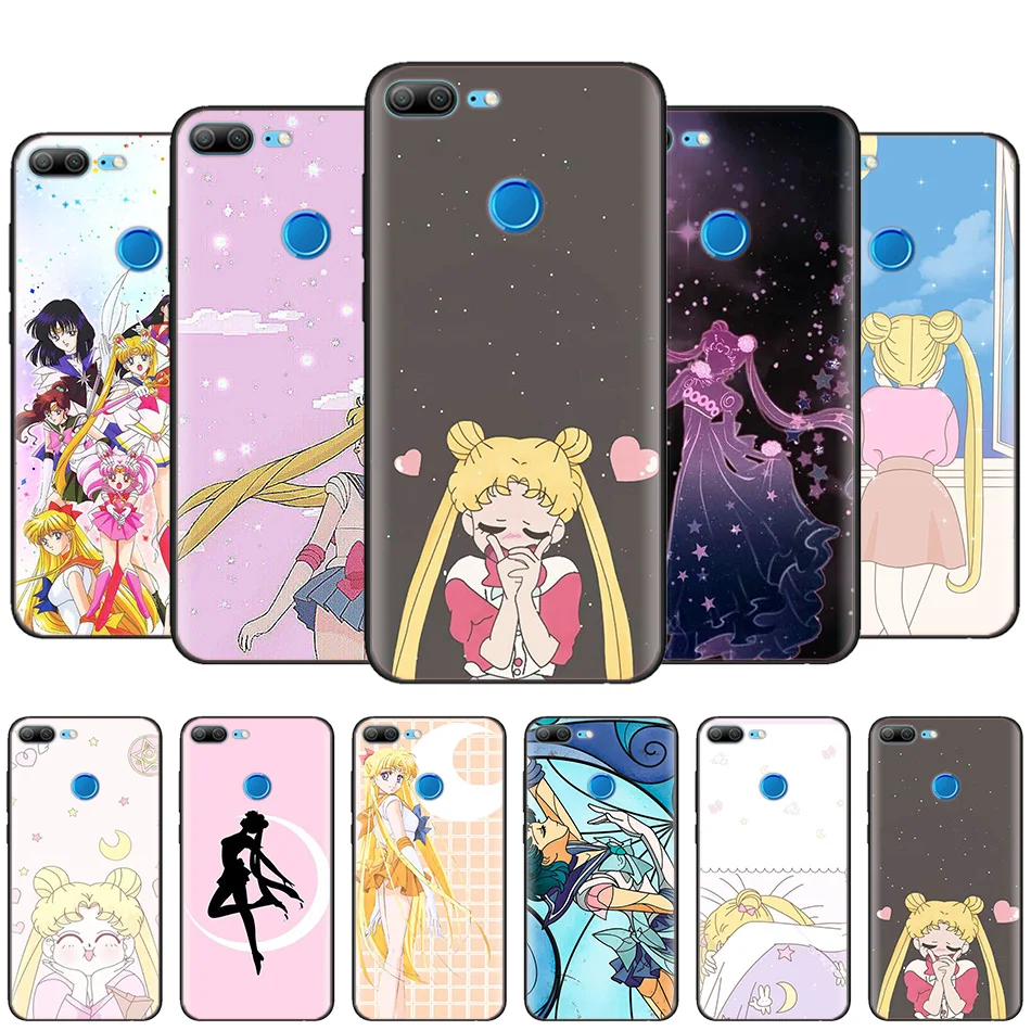 

Black Silicone Case Bag Cover for Huawei Honor 10i Y7 Y6 Y5 Y9 8X 8C 8S 9 10 Lite Pro 2018 2019 Enjoy 9E 9S Sailor Moon Anime