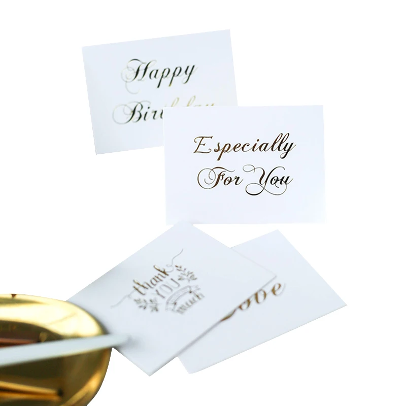 

1Pc/lot Simple Gold Letter Card Party Foldable Greeting Card Thank You Gift Label Paper Cards Birthday Wedding Greeting Card