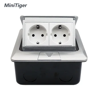 

MiniTiger Aluminum Panel EU/US/FR Standard Pop Up Floor Socket 2 Way Electrical Outlet Modular Combination Customized Available