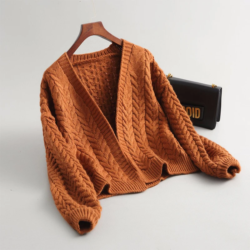 Высококачественный Женский кардиган и вязаное пальто Топ Повседневный однотонный кардиган свитер толстый свитер