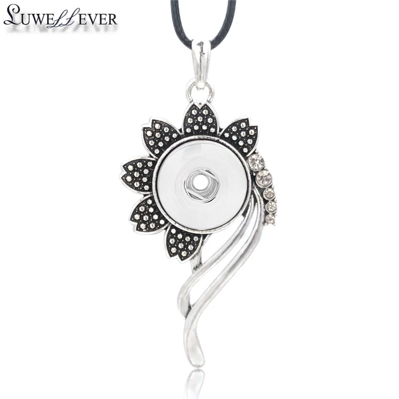 

Hot Metal Fashion Interchangeable Flower Crystal Ginger Necklace 138 Fit 18mm Snap Button Pendant Charm Jewelry For Women Gift