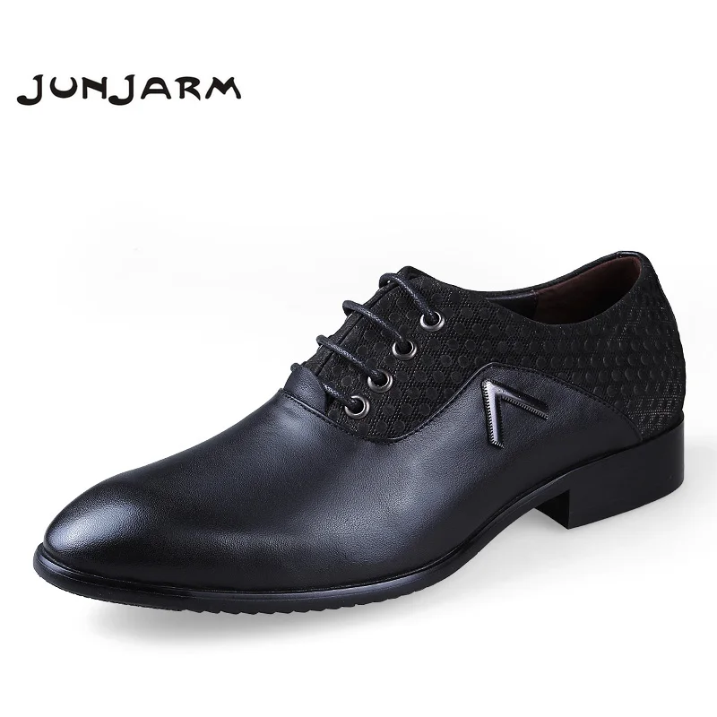 

JUNJARM 2017 Luxury Formal Men Dress Shoes Top Quality Cow Leather Men Oxfords Breathable Elegant Derby Shoes Men Wedding Shoes