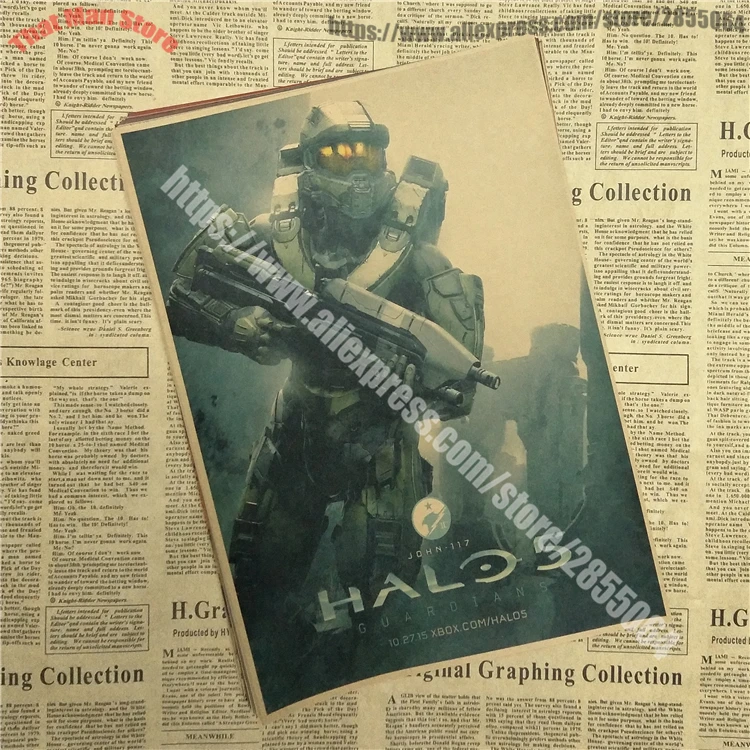 HALO 4 5 Guardians Master Chief Art винтажный основной плакат из крафт-бумаги с принтом Vedio игры картинки для гостиной настенный Декор