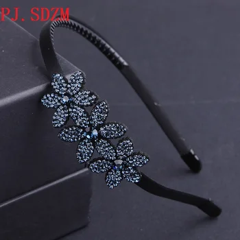 

Floral Female Hair Hoop Korea Brief Rhinestone Hairband with Teeth Hair Piece Hair Decoration Crystal Hair Accessories HB0056