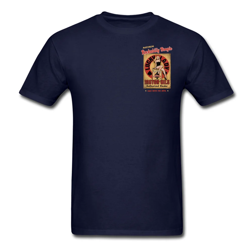 Панк футболка рокабилли Буги футболка для мужчин и женщин ретро черная футболка 80s рок-ролл фанки уличная одежда хлопок Pin Up Девушка сексуальные топы - Цвет: Chest Print Navy