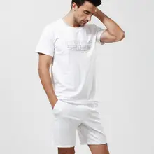 Для мужчин повседневные пижамы Для мужчин Модальные летняя гостиная футболка Шорты комплект тонкий прохладный Для мужчин; одежда для сна Для мужчин пижамы пижамы