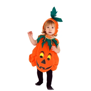 

Toddler Baby Pumpkin Halloween Cosplay Costumes Sleeveless Pumpkin Jumpsuit Set Top Hat Kids Party Fancy Dress Outfit