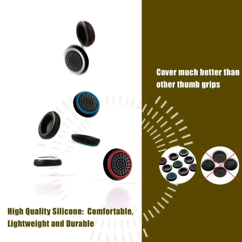 4 pcs Silicone Analog Thumb Stick Grips Cover for Playstation 4 PS4 Pro Slim for PS3 Controller Thumbstick Caps for Xbox 360 One