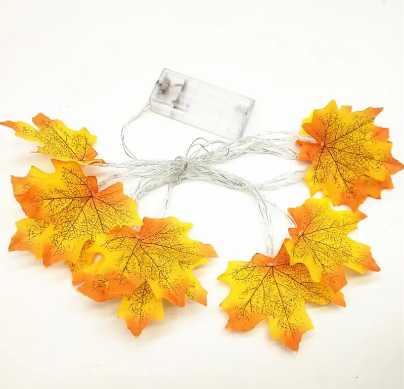 10/20 Leds Fall Maple Leaf Garland LED Lights Autumn Leaves Lighted Battery Powered LED String Lights for Thanksgiving Christmas - Испускаемый цвет: 1.5M 10Leds