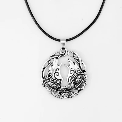 1 шт., антикварное серебряное ожерелье с подвеской в виде волка, норвежский викинг, ювелирное изделие, винтажное женское ожерелье-амулет CT628 - Окраска металла: PU chain