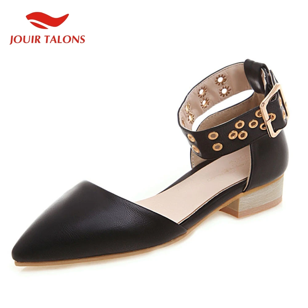 JOUIR TALONS/Женская обувь больших размеров 46, элегантная женская обувь, женские босоножки с острым носком на низком квадратном каблуке