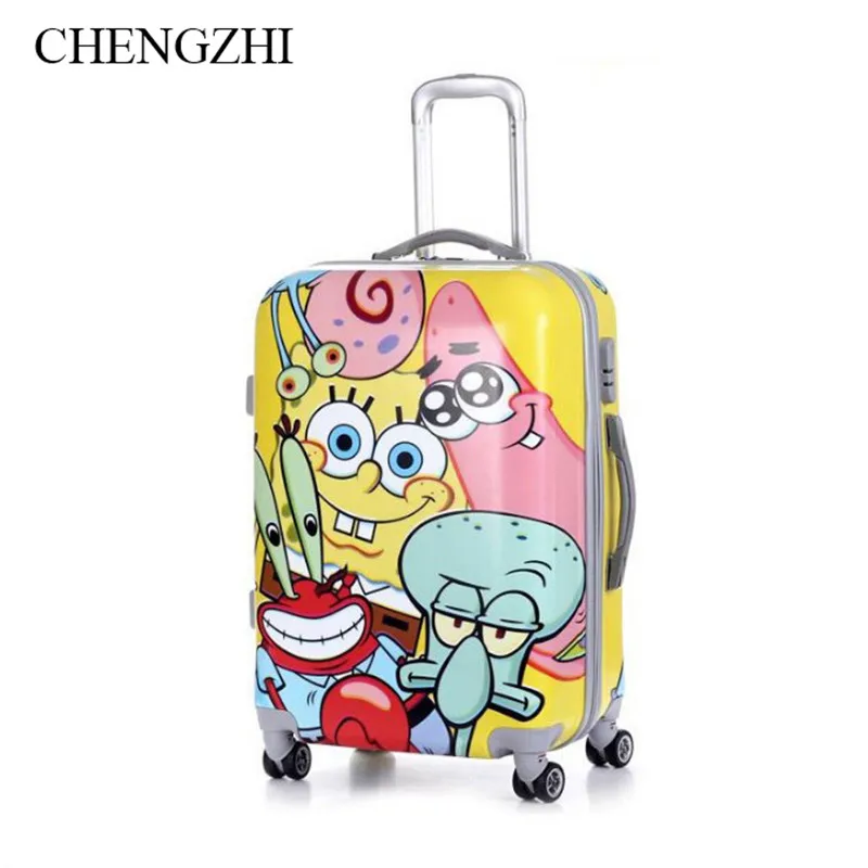 CHENGZHI2" дюймовый мультфильм Губка Боб узорчатый багаж сумка с колесом чемодан для детей